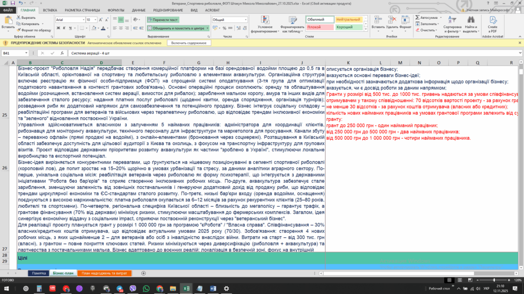 Приклад бізнес-плану: Спортивна Рибалка
