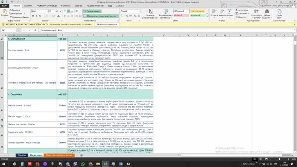 Приклад бізнес-плану: Спортивна Рибалка